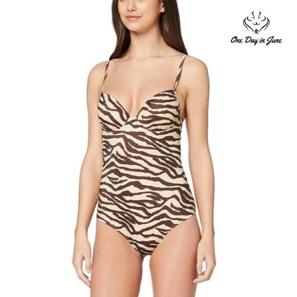 Iris & Lilly Animal Print One Piece Swimsuit Size L - Picture 1 of 4